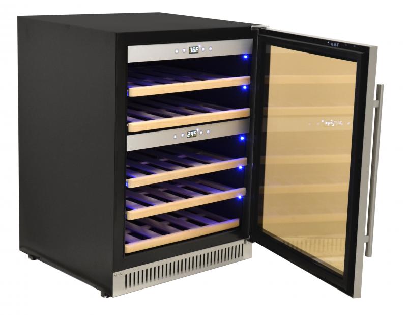 Dual Zone Wine Cooler with 40 Bottle Capacity and Stainless Steel Door